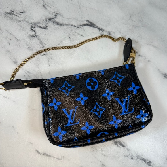 Louis Vuitton Mini Pochette bag Digital Blue/black clutch Monogram LV purse - Picture 11 of 16